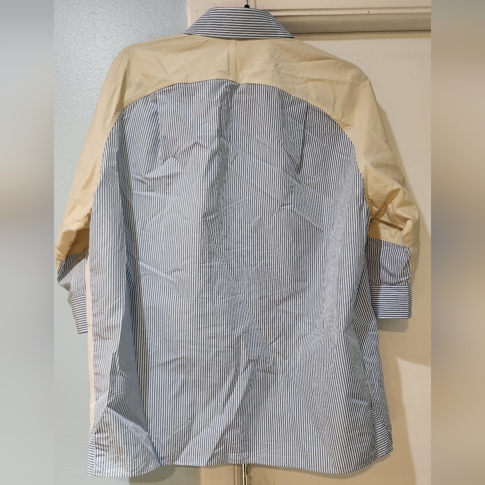 Women's Lafayette 148 New York Striped Colorblock Button Down Shirt, Size M - Picture 6 of 9